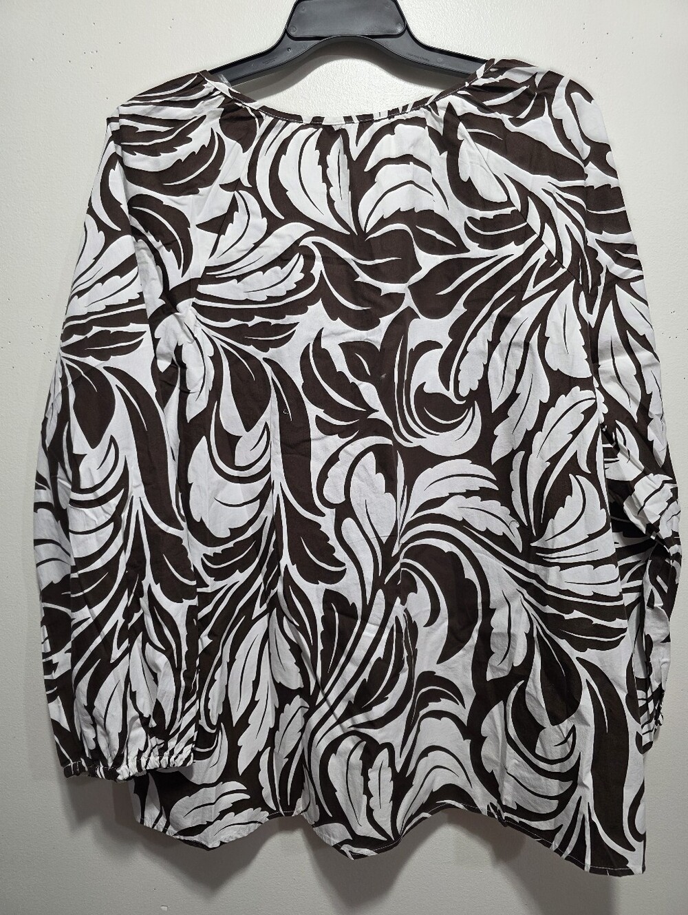 NWT Terra & Sky 3X Blouse Brown Ivory Floral Plus Size 24W-26W Long Sleeve - Picture 5 of 5